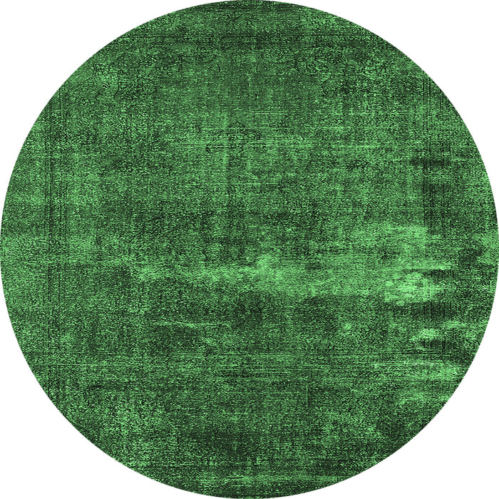 Round Machine Washable Persian Emerald Green Bohemian Area Rugs, wshurb602emgrn