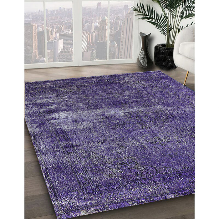 Mid-Century Modern Purple Persian Rug in Family Room, urb602