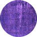 Round Machine Washable Persian Purple Bohemian Area Rugs, wshurb602pur
