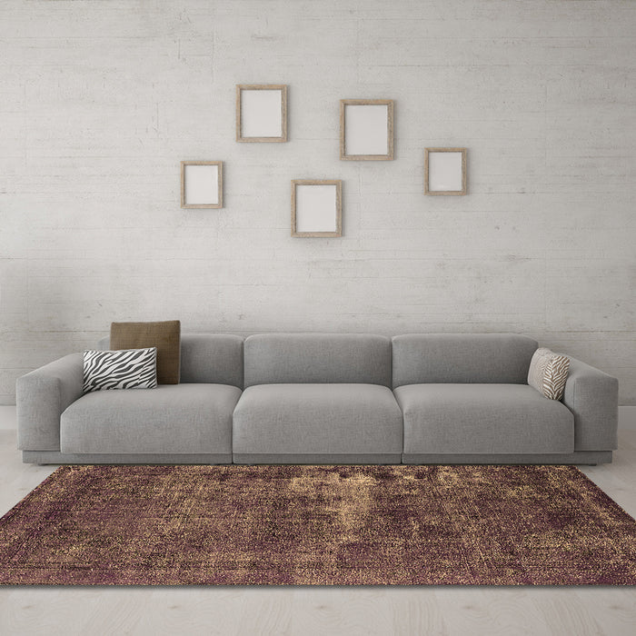 Machine Washable Persian Brown Bohemian Rug in a Living Room,, wshurb602brn