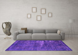 Machine Washable Persian Purple Bohemian Area Rugs in a Living Room, wshurb602pur