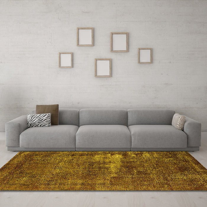 Machine Washable Persian Yellow Bohemian Rug in a Living Room, wshurb602yw