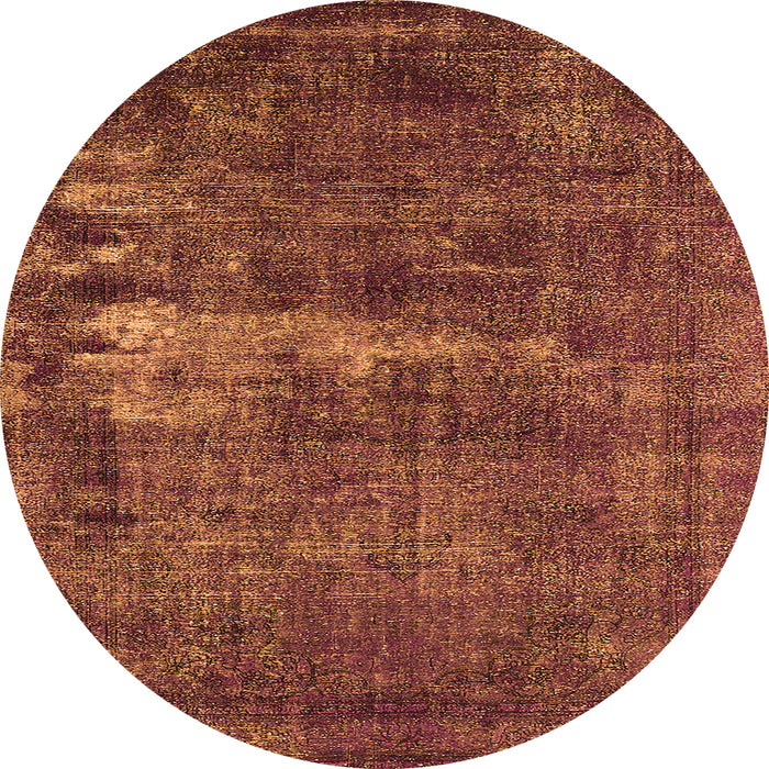 Round Machine Washable Persian Orange Bohemian Area Rugs, wshurb602org