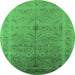 Round Oriental Emerald Green Industrial Rug, urb603emgrn