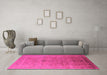 Machine Washable Oriental Pink Industrial Rug in a Living Room, wshurb603pnk