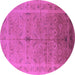 Round Machine Washable Oriental Purple Industrial Area Rugs, wshurb603pur