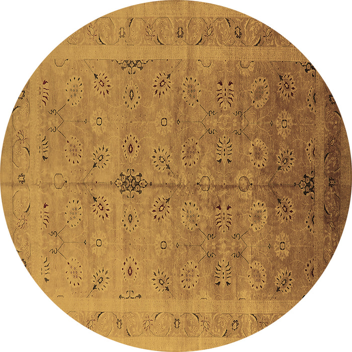 Round Machine Washable Oriental Brown Industrial Rug, wshurb603brn
