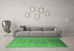 Machine Washable Oriental Emerald Green Industrial Area Rugs in a Living Room,, wshurb603emgrn