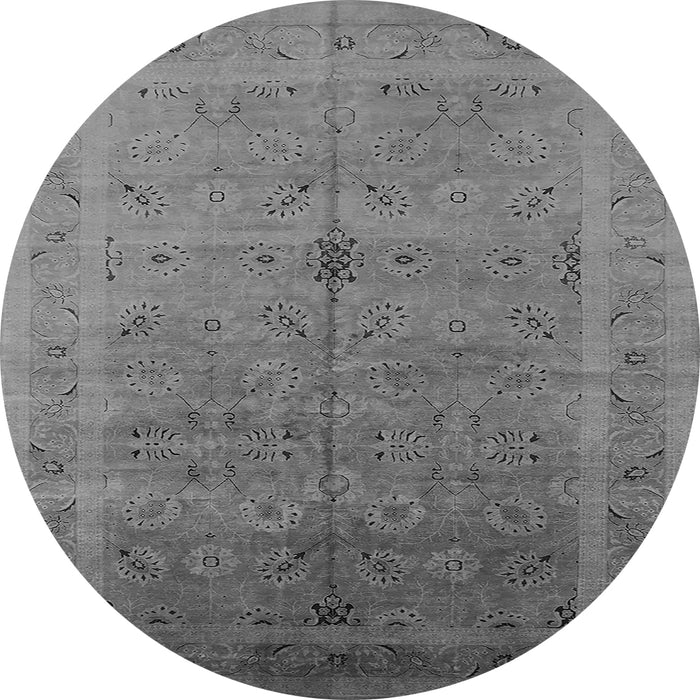 Round Machine Washable Oriental Gray Industrial Rug, wshurb603gry