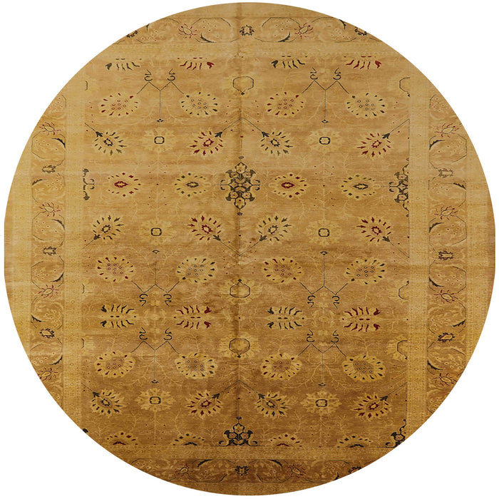 Round Mid-Century Modern Dark Orange Oriental Rug, urb603