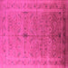 Square Machine Washable Oriental Pink Industrial Rug, wshurb603pnk