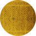 Round Oriental Yellow Industrial Rug, urb603yw