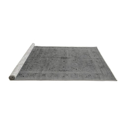 Sideview of Machine Washable Oriental Gray Industrial Rug, wshurb603gry