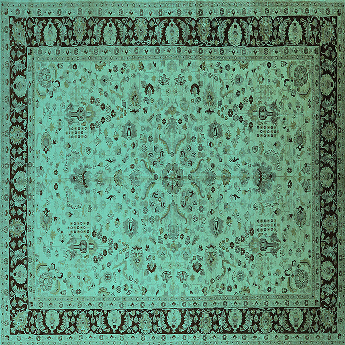 Square Oriental Turquoise Traditional Rug, urb604turq