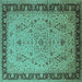 Square Oriental Turquoise Traditional Rug, urb604turq
