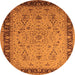 Round Machine Washable Oriental Orange Traditional Area Rugs, wshurb604org