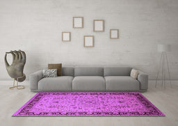 Machine Washable Oriental Purple Traditional Area Rugs in a Living Room, wshurb604pur