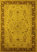 Machine Washable Oriental Yellow Traditional Rug, wshurb604yw