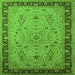 Square Machine Washable Oriental Green Traditional Area Rugs, wshurb604grn