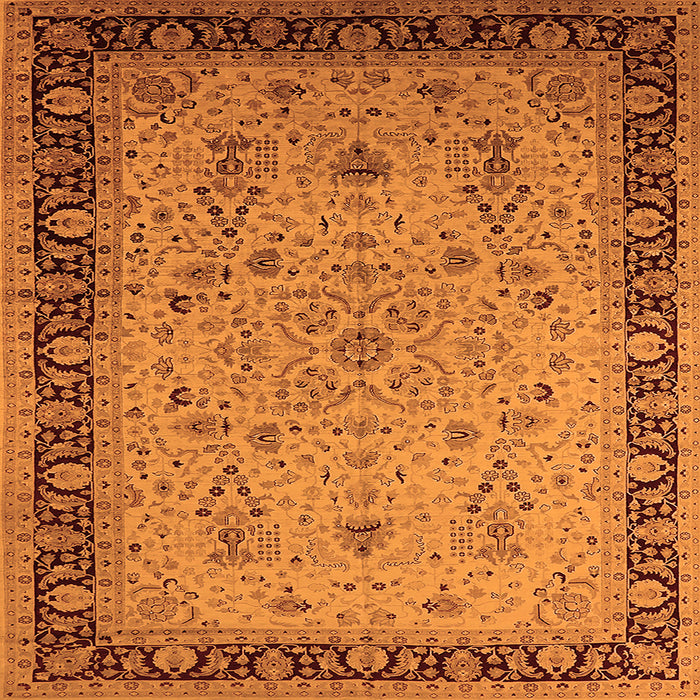 Square Oriental Orange Traditional Rug, urb604org