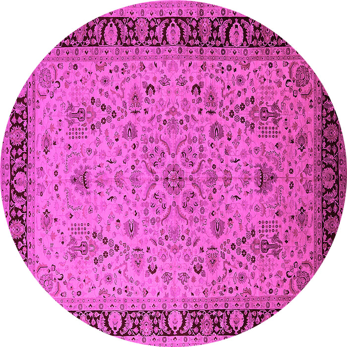 Round Oriental Pink Traditional Rug, urb604pnk