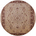 Round Mid-Century Modern Sienna Brown Oriental Rug, urb604