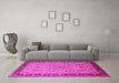 Machine Washable Oriental Pink Traditional Rug in a Living Room, wshurb604pnk