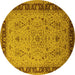 Round Oriental Yellow Traditional Rug, urb604yw