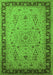 Machine Washable Oriental Green Traditional Area Rugs, wshurb604grn