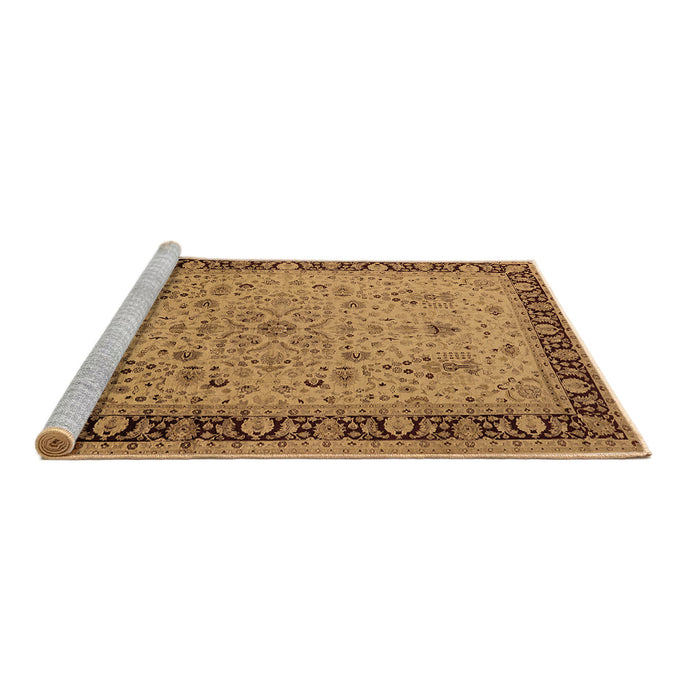 Sideview of Machine Washable Oriental Brown Traditional Rug, wshurb604brn