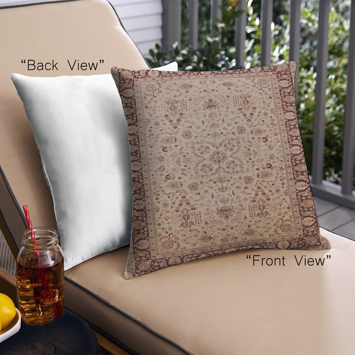 Front View of Mid-Century Modern Urban Square Sienna Brown Throw Pillow, 18 inch by 18 inch, pwurb604