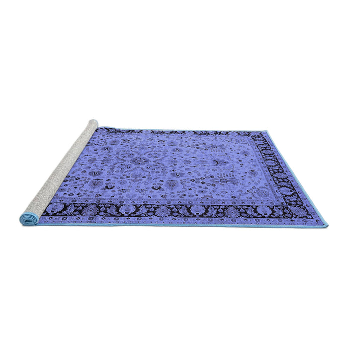 Sideview of Machine Washable Oriental Blue Traditional Rug, wshurb604blu