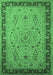 Machine Washable Oriental Emerald Green Traditional Area Rugs, wshurb604emgrn