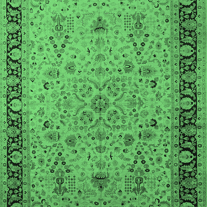 Machine Washable Oriental Emerald Green Traditional Area Rugs, wshurb604emgrn