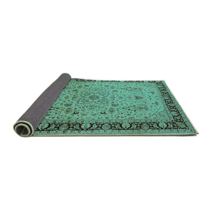 Sideview of Oriental Turquoise Traditional Rug, urb604turq
