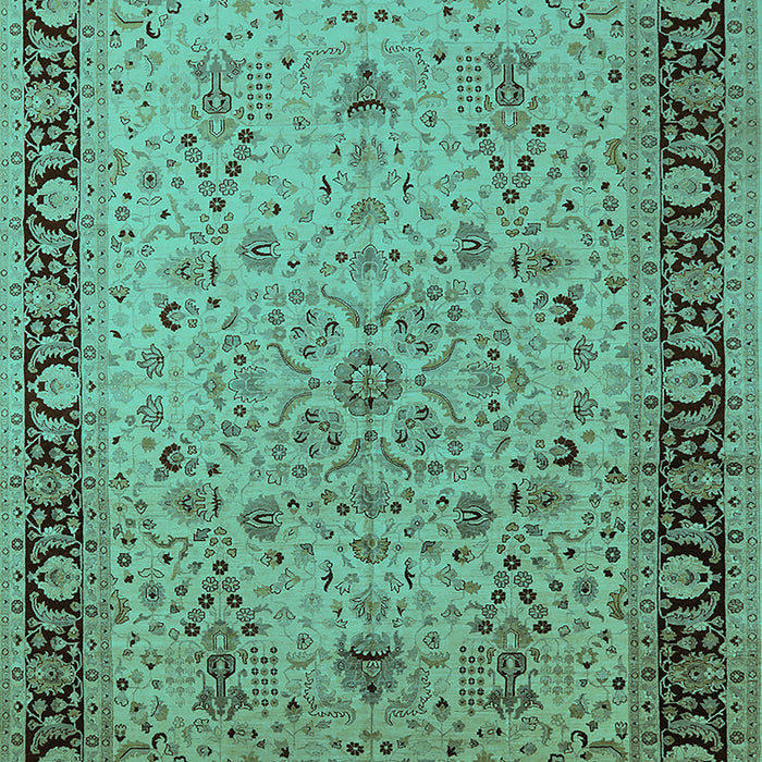 Machine Washable Oriental Turquoise Traditional Area Rugs, wshurb604turq