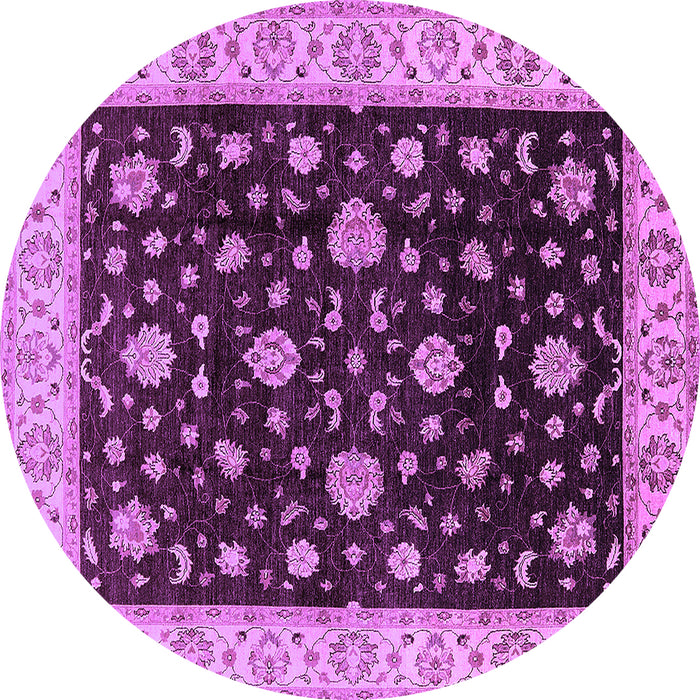 Round Oriental Purple Traditional Rug, urb605pur