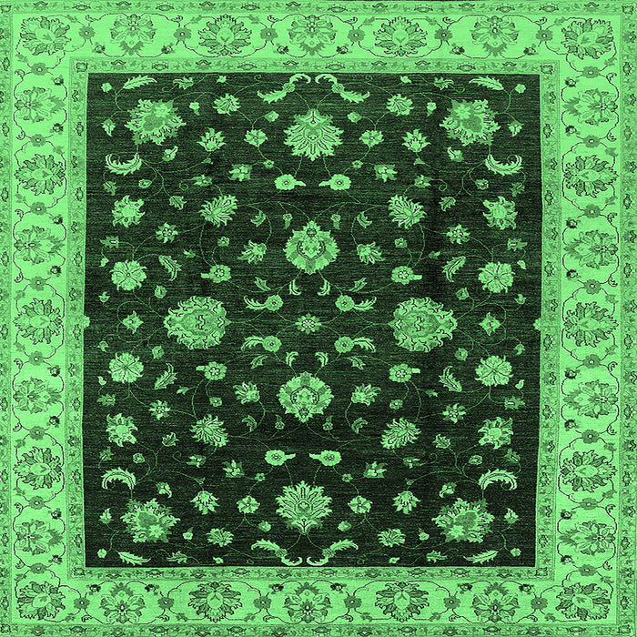 Square Oriental Emerald Green Traditional Rug, urb605emgrn