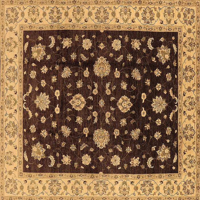 Square Machine Washable Oriental Brown Traditional Rug, wshurb605brn