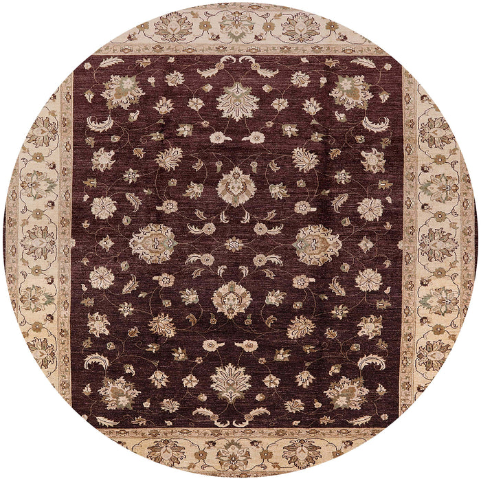 Round Mid-Century Modern Red Oriental Rug, urb605