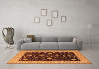 Machine Washable Oriental Orange Traditional Rug, wshurb605org