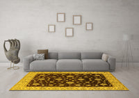 Machine Washable Oriental Yellow Traditional Rug, wshurb605yw