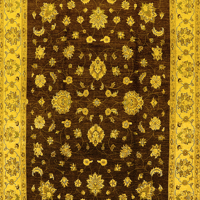 Machine Washable Oriental Yellow Traditional Rug, wshurb605yw