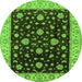 Round Oriental Green Traditional Rug, urb605grn