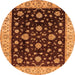 Round Machine Washable Oriental Orange Traditional Area Rugs, wshurb605org