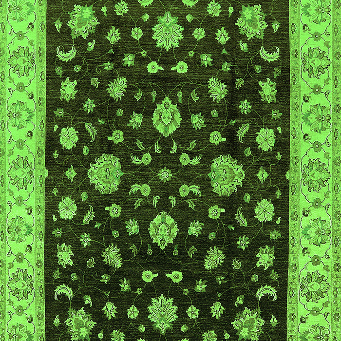 Machine Washable Oriental Green Traditional Area Rugs, wshurb605grn