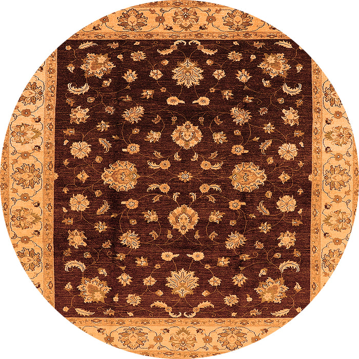 Round Oriental Orange Traditional Rug, urb605org