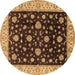 Round Oriental Brown Traditional Rug, urb605brn