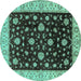 Round Oriental Turquoise Traditional Rug, urb605turq