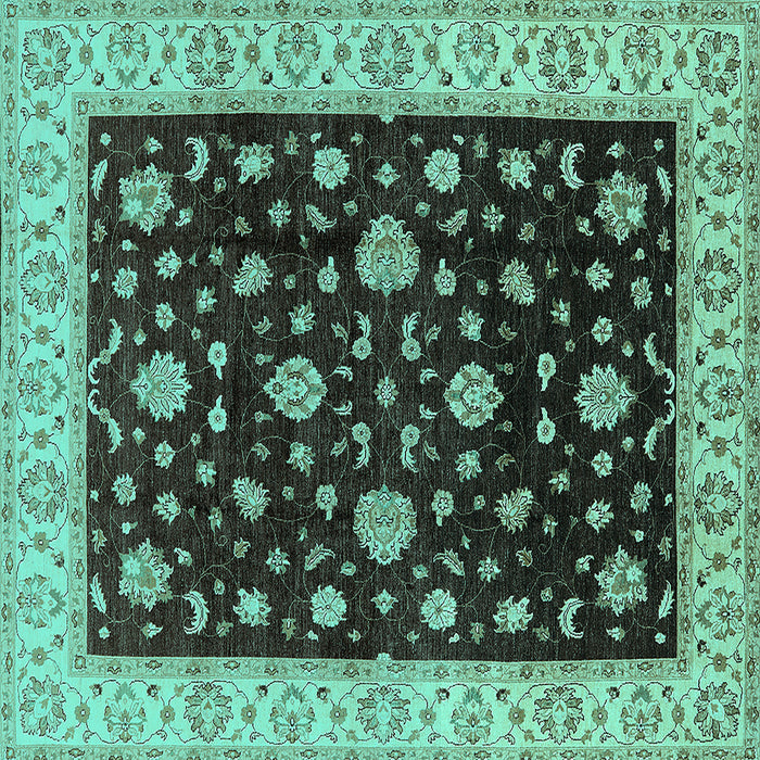 Square Oriental Turquoise Traditional Rug, urb605turq
